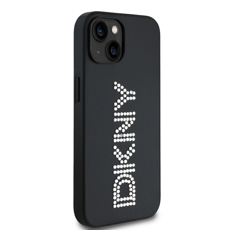 Apple iPhone 14 Kılıf DKNY Orjinal Lisanslı Taşlı DKNY Yazılı Metalik Rhinestones PU Deri Kapak - 6