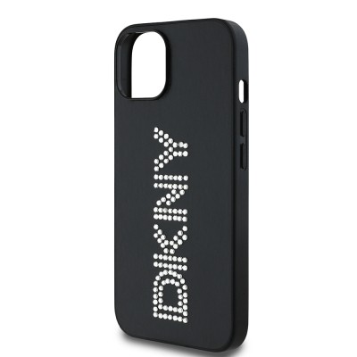 Apple iPhone 14 Kılıf DKNY Orjinal Lisanslı Taşlı DKNY Yazılı Metalik Rhinestones PU Deri Kapak - 8