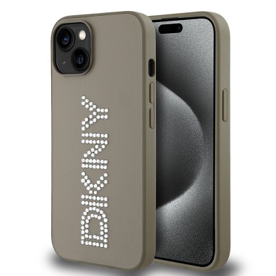 Apple iPhone 14 Kılıf DKNY Orjinal Lisanslı Taşlı DKNY Yazılı Metalik Rhinestones PU Deri Kapak - 11