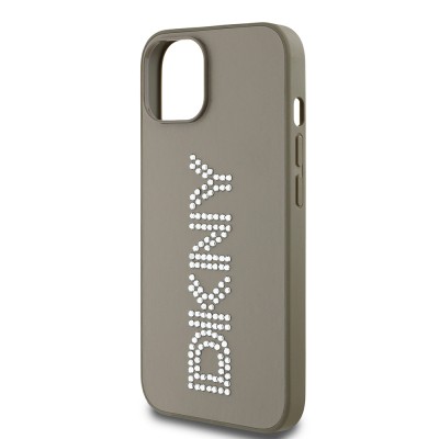 Apple iPhone 14 Kılıf DKNY Orjinal Lisanslı Taşlı DKNY Yazılı Metalik Rhinestones PU Deri Kapak - 15