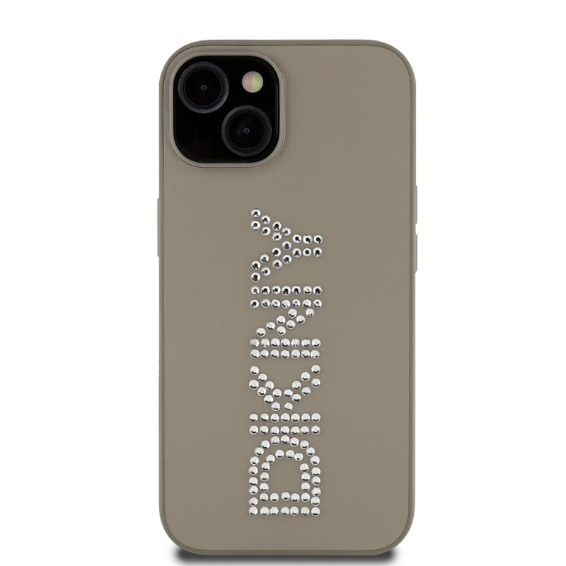 Apple iPhone 14 Kılıf DKNY Orjinal Lisanslı Taşlı DKNY Yazılı Metalik Rhinestones PU Deri Kapak - 3