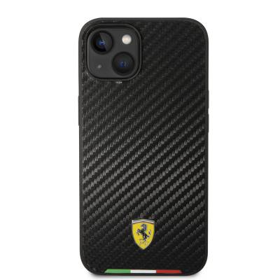 Apple iPhone 14 Kılıf Ferrari M-safe Şarj Özellikli Karbon İtalyan Bayrak Dizayn Kapak - 3