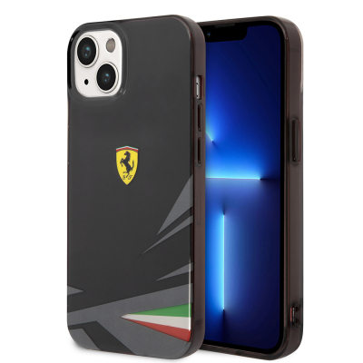 Apple iPhone 14 Kılıf Ferrari Orjinal Lisanslı Baskı Logolu İtalyan Bayrak Baskılı Dizayn Kapak - Ferrari