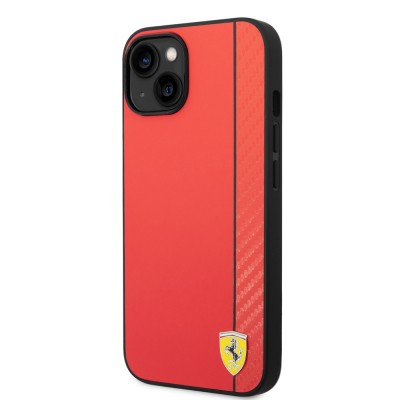Apple iPhone 14 Kılıf Ferrari Orjinal Lisanslı M-safe Şarj Özellikli Pu Deri Ve Karbon Şeritli Dizayn Kapak - 4