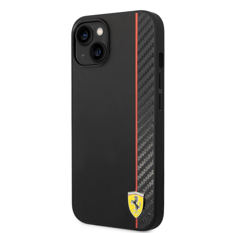 Apple iPhone 14 Kılıf Ferrari Orjinal Lisanslı M-safe Şarj Özellikli Pu Deri Ve Karbon Şeritli Dizayn Kapak - 11