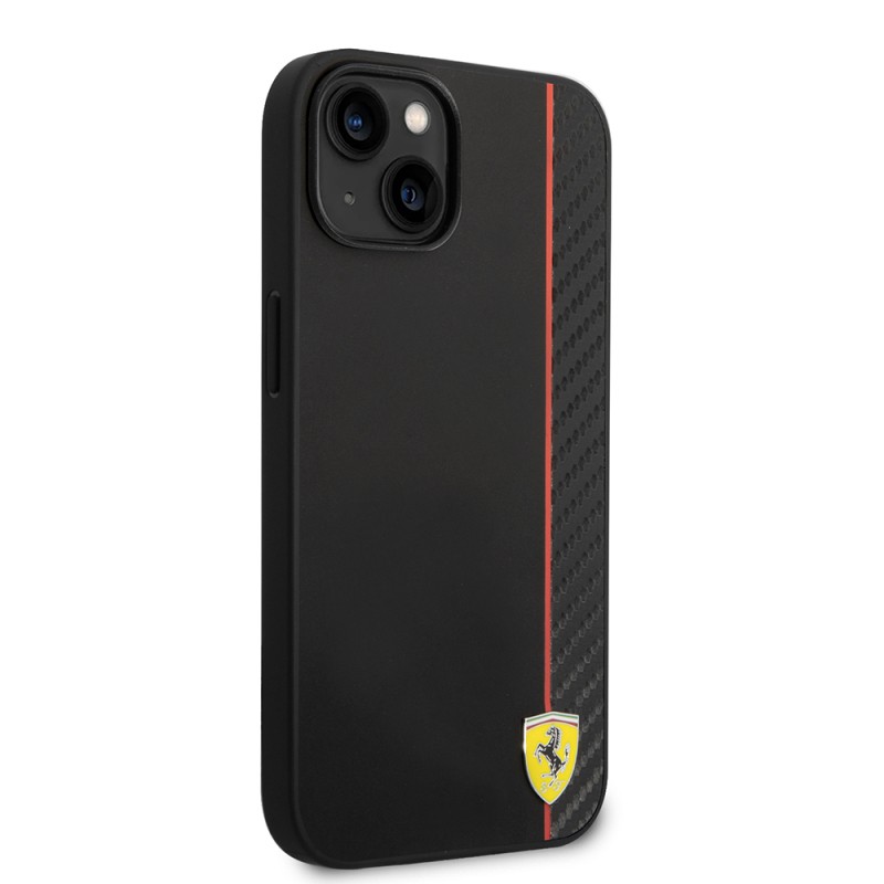 Apple iPhone 14 Kılıf Ferrari Orjinal Lisanslı M-safe Şarj Özellikli Pu Deri Ve Karbon Şeritli Dizayn Kapak - 13