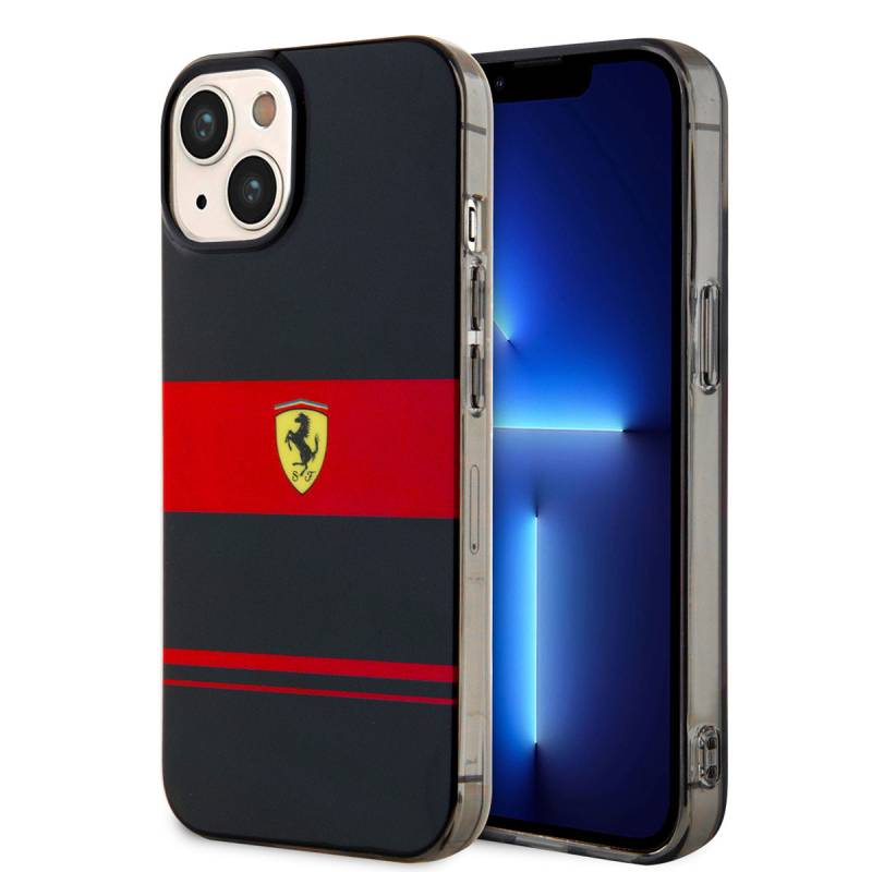 Apple iPhone 14 Kılıf Ferrari Orjinal Lisanslı M-safe Şarj Özellikli Yatay Çizgili Dizayn Kapak - 1