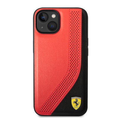 Apple iPhone 14 Kılıf Ferrari Orjinal Lisanslı Metal Logolu Deri Delikli Dikişli Dizayn Kapak - 4