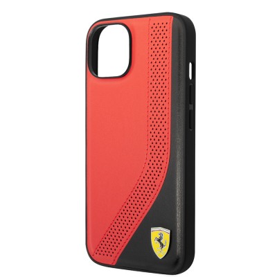 Apple iPhone 14 Kılıf Ferrari Orjinal Lisanslı Metal Logolu Deri Delikli Dikişli Dizayn Kapak - 7