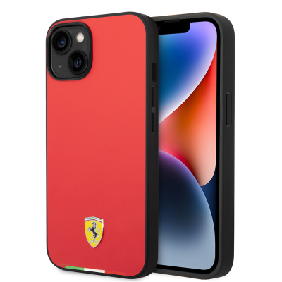 Apple iPhone 14 Kılıf Ferrari Orjinal Lisanslı PU Deri İtalyan Bayrak Dizayn Kapak - Ferrari