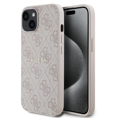 Apple iPhone 14 Kılıf Guess Orjinal Lisanslı M-safe Şarj Özellikli 4G Desen Yazı Logolu Kapak - Guess