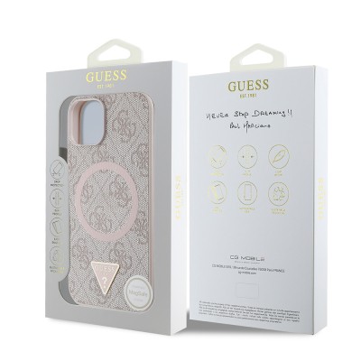 Apple iPhone 14 Kılıf Guess Orjinal Lisanslı M-safe Şarj Özellikli PU Üçgen Logo 4G Desenli Kapak - 9