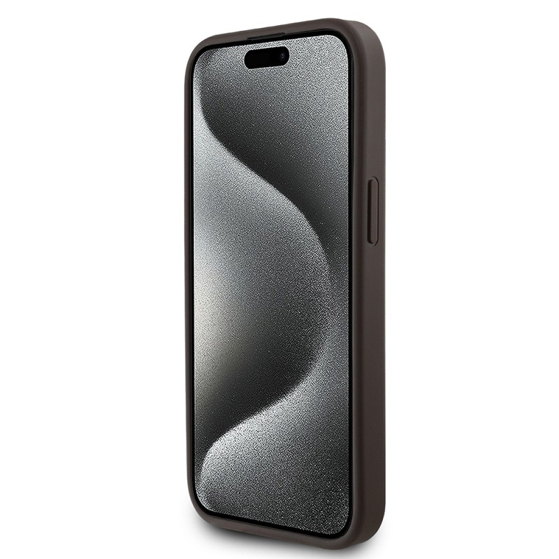 Apple iPhone 14 Kılıf Guess Orjinal Lisanslı M-safe Şarj Özellikli PU Üçgen Logo 4G Desenli Kapak - 14