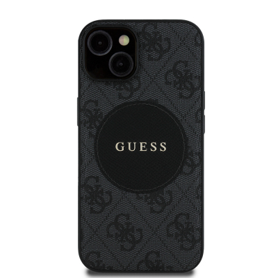 Apple iPhone 14 Kılıf Guess Orjinal Lisanslı M-safe Şarj Özellikli Yazı Logolu Circle Classic Kapak - Guess