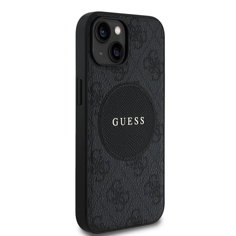 Apple iPhone 14 Kılıf Guess Orjinal Lisanslı M-safe Şarj Özellikli Yazı Logolu Circle Classic Kapak - 13