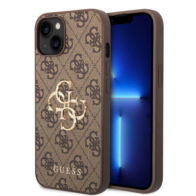 Apple iPhone 14 Kılıf Guess PU Deri Büyük Metal Logo Dizaynlı Kapak - Guess
