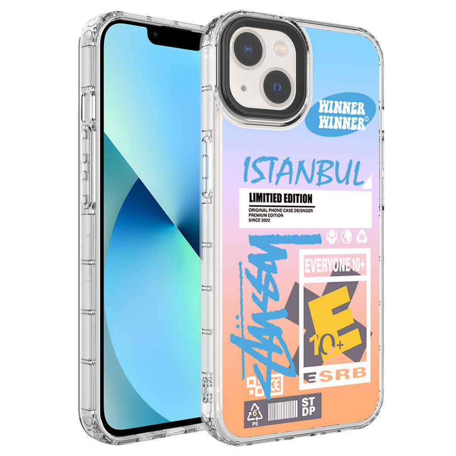 Apple iPhone 14 Kılıf Kamera Korumalı Renkli Desenli Sert Silikon Zore Korn Kapak - NO1
