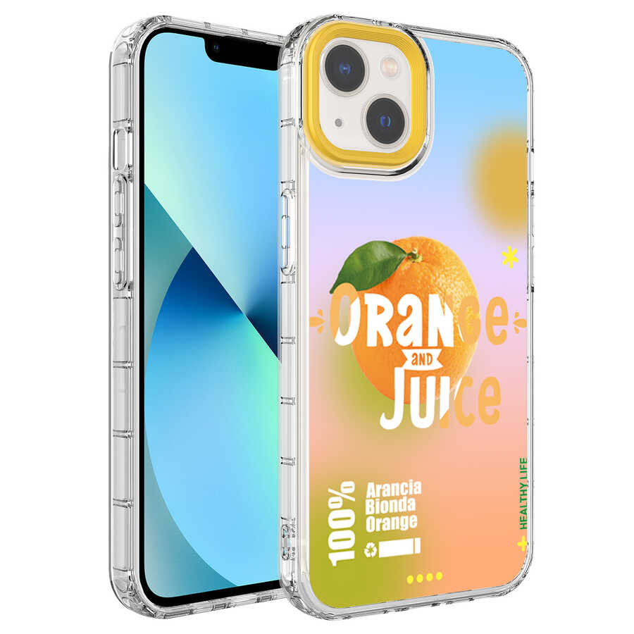 Apple iPhone 14 Kılıf Kamera Korumalı Renkli Desenli Sert Silikon Zore Korn Kapak - NO3