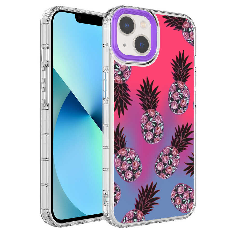 Apple iPhone 14 Kılıf Kamera Korumalı Renkli Desenli Sert Silikon Zore Korn Kapak - NO6