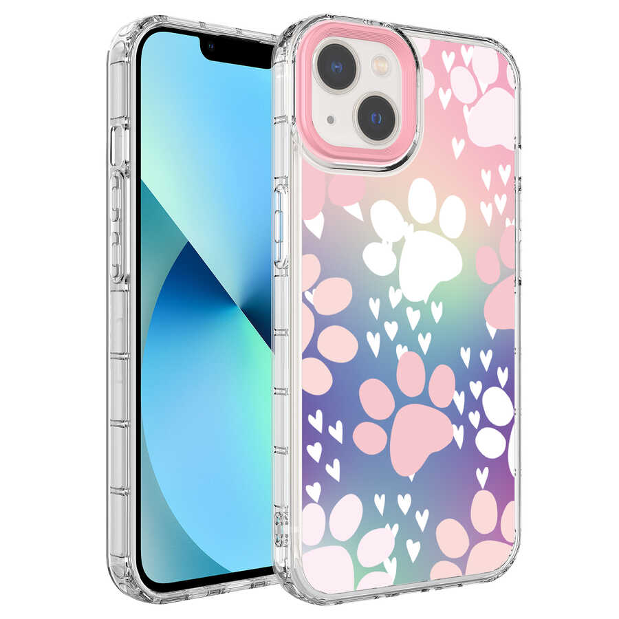 Apple iPhone 14 Kılıf Kamera Korumalı Renkli Desenli Sert Silikon Zore Korn Kapak - NO7