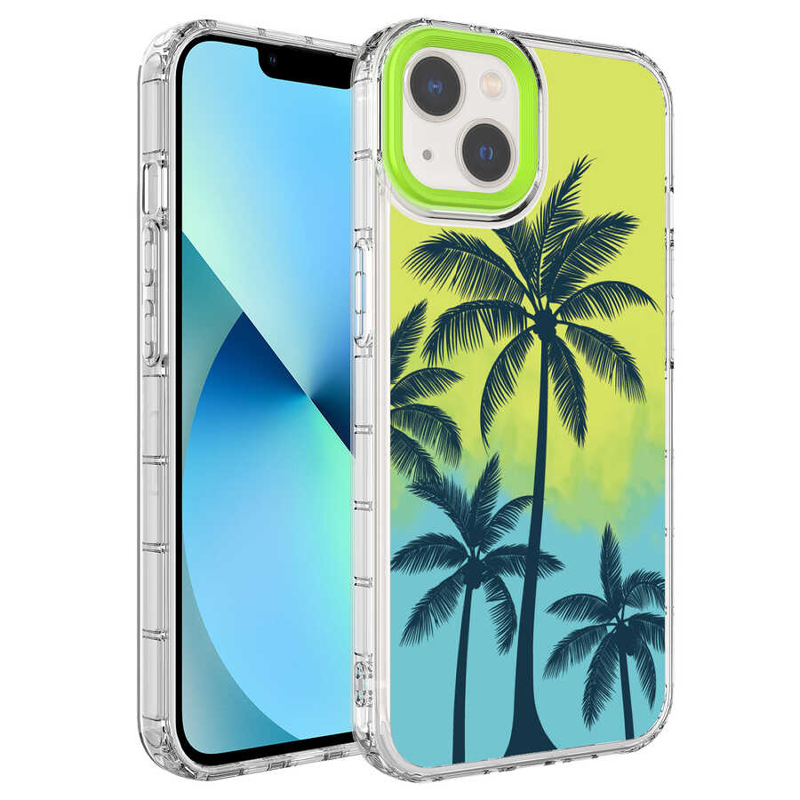 Apple iPhone 14 Kılıf Kamera Korumalı Renkli Desenli Sert Silikon Zore Korn Kapak - NO8