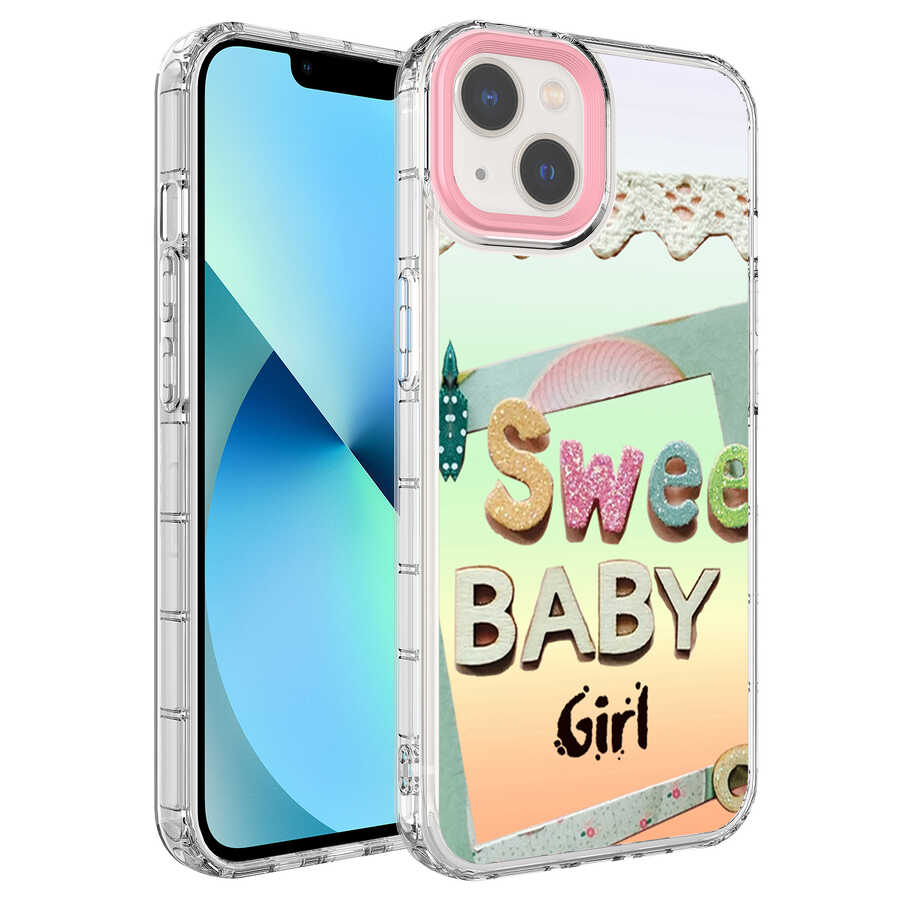 Apple iPhone 14 Kılıf Kamera Korumalı Renkli Desenli Sert Silikon Zore Korn Kapak - NO10