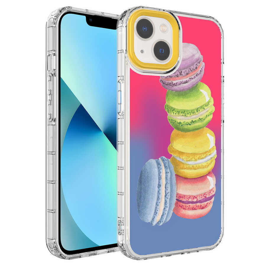 Apple iPhone 14 Kılıf Kamera Korumalı Renkli Desenli Sert Silikon Zore Korn Kapak - NO12