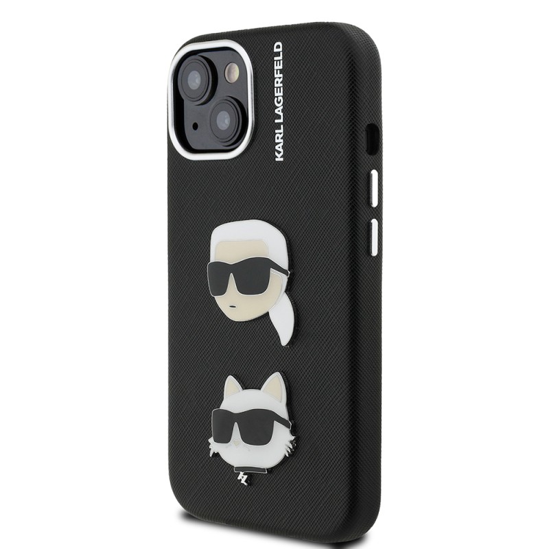 Apple iPhone 14 Kılıf Karl Lagerfeld Orjinal Lisanslı K&C Heads Pin Kapak - 3