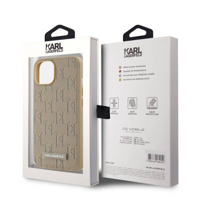 Apple iPhone 14 Kılıf Karl Lagerfeld Orjinal Lisanslı M-safe Şarj Özellikli KL Yazılı Hot Stamp Kapak - 17