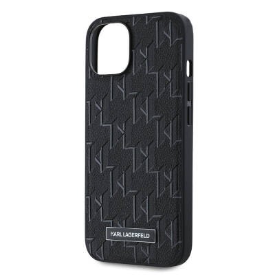 Apple iPhone 14 Kılıf Karl Lagerfeld Orjinal Lisanslı M-safe Şarj Özellikli KL Yazılı Hot Stamp Kapak - 13