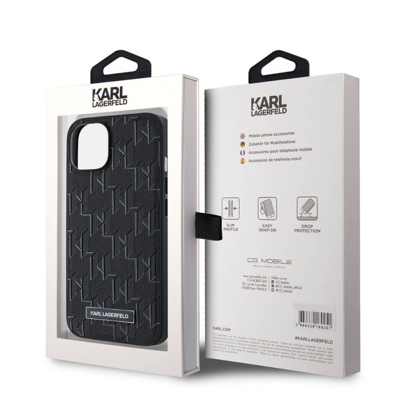 Apple iPhone 14 Kılıf Karl Lagerfeld Orjinal Lisanslı M-safe Şarj Özellikli KL Yazılı Hot Stamp Kapak - 16