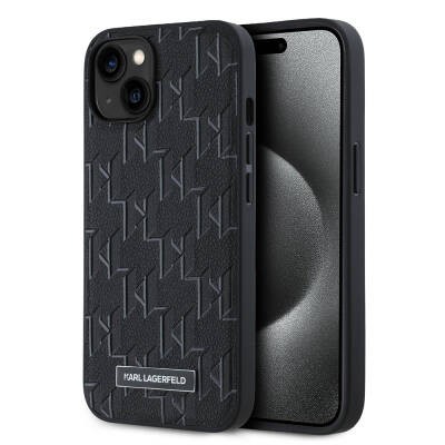 Apple iPhone 14 Kılıf Karl Lagerfeld Orjinal Lisanslı M-safe Şarj Özellikli KL Yazılı Hot Stamp Kapak - 3