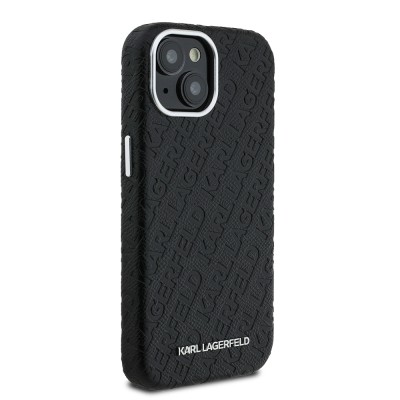 Apple iPhone 14 Kılıf Karl Lagerfeld Orjinal Lisanslı PU Deri Damgalı Metal Yazı Logolu Kapak - 5