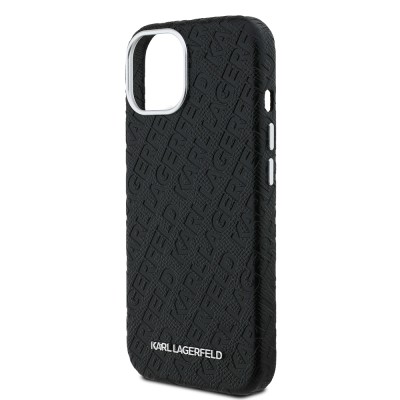 Apple iPhone 14 Kılıf Karl Lagerfeld Orjinal Lisanslı PU Deri Damgalı Metal Yazı Logolu Kapak - 7