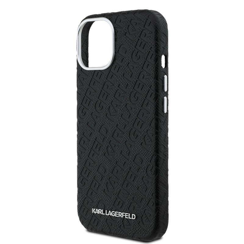 Apple iPhone 14 Kılıf Karl Lagerfeld Orjinal Lisanslı PU Deri Damgalı Metal Yazı Logolu Kapak - 7
