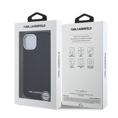 Apple iPhone 14 Kılıf Karl Lagerfeld Orjinal Lisanslı PU Deri Damgalı Metal Yazı Logolu Kapak - 9