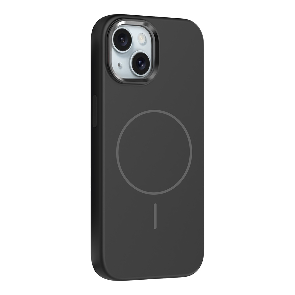iPhone 14 Kılıf M-Safe Şarj Özellikli Metal Kamera Çerçeveli NXXA Edi Silikon Kapak - Siyah