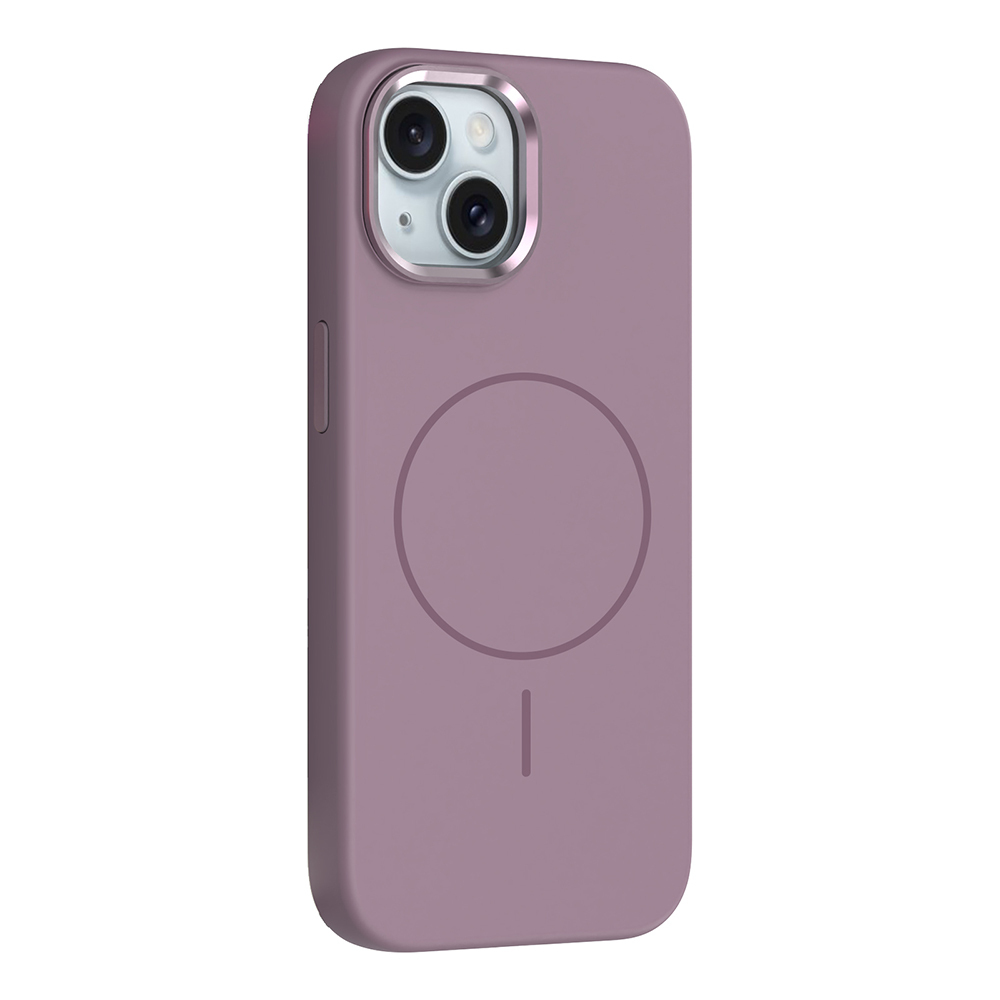 iPhone 14 Kılıf M-Safe Şarj Özellikli Metal Kamera Çerçeveli NXXA Edi Silikon Kapak - Mor