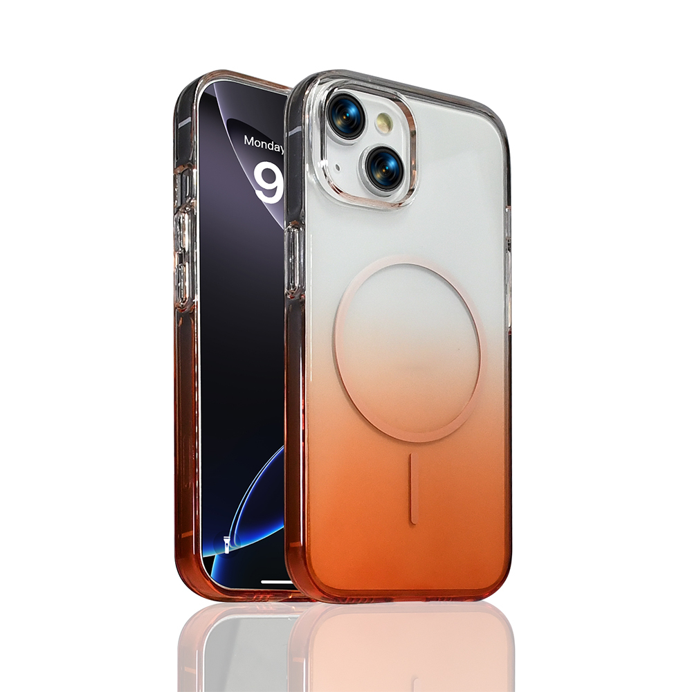 iPhone 14 Kılıf M-Safe Şarj Özellikli Zore Septik Silikon Kapak - Turuncu