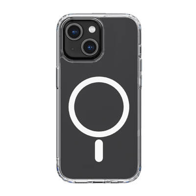 Apple iPhone 14 Kılıf M-safe Şarj Özellikli Airbagli Şeffaf PC Arka Yüzey Recci Magnetik Suction Serisi Kapak - Recci