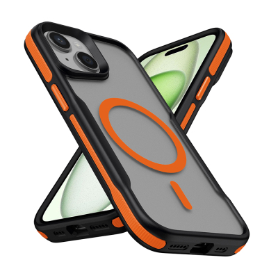 Apple iPhone 14 Kılıf M-safe Şarj Özellikli Renkli Kenar Airbag Şeritli Zore Lamer Kapak - Zore