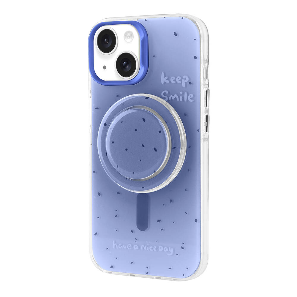 Apple iPhone 14 Kılıf M-safe Şarj Özellikli Tak-Çıkar Pop Soketli Zore Tiktok Kapak - Mavi