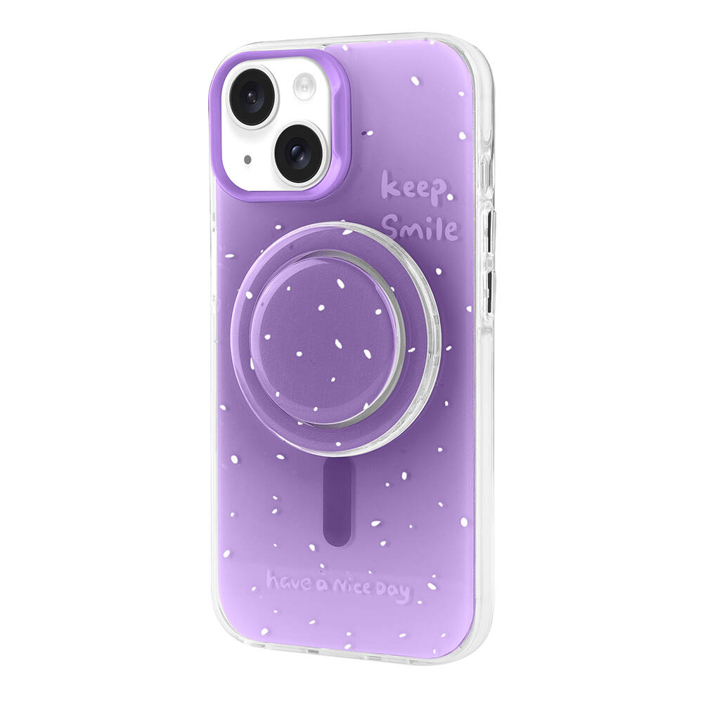 Apple iPhone 14 Kılıf M-safe Şarj Özellikli Tak-Çıkar Pop Soketli Zore Tiktok Kapak - Mor