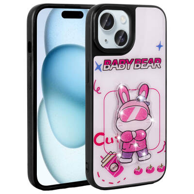 Apple iPhone 14 Kılıf Parlayan Kabartmalı İkonik Figürlü Zore Amas Silikon Kapak - Zore