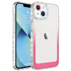 Apple iPhone 14 Kılıf Simli ve Renk Geçiş Tasarımlı Lens Korumalı Zore Park Kapak - Zore