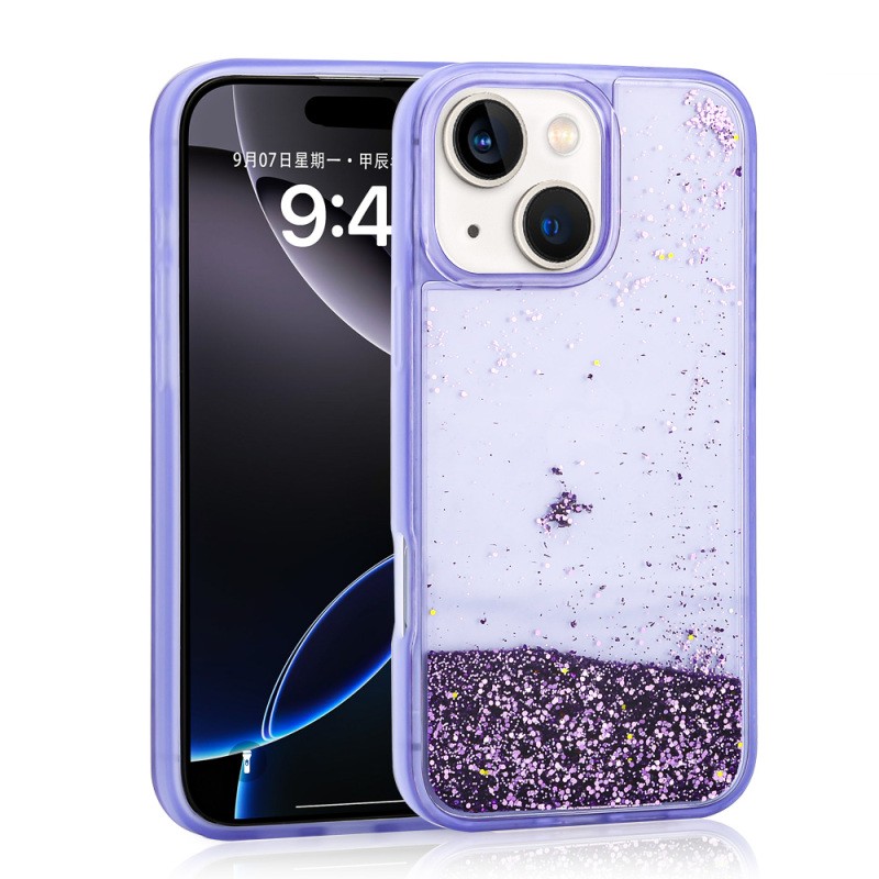 Apple iPhone 14 Kılıf Sıvılı Simli Şeffaf Arka Yüzey Zore Keto Silikon Kapak - 3