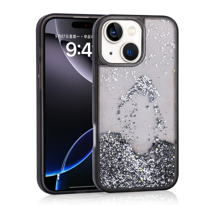 Apple iPhone 14 Kılıf Sıvılı Simli Şeffaf Arka Yüzey Zore Keto Silikon Kapak - 5