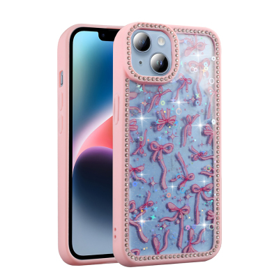 Apple iPhone 14 Kılıf Taşlı ve Simli Tasarım Zore Azra Kapak - Zore