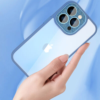 Apple iPhone 14 Kılıf ​​​​​Wiwu Lens Korumalı Renkli Kenar Arkası Şeffaf Multicolor Kapak