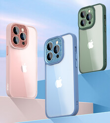 Apple iPhone 14 Kılıf ​​​​​Wiwu Lens Korumalı Renkli Kenar Arkası Şeffaf Multicolor Kapak - Thumbnail